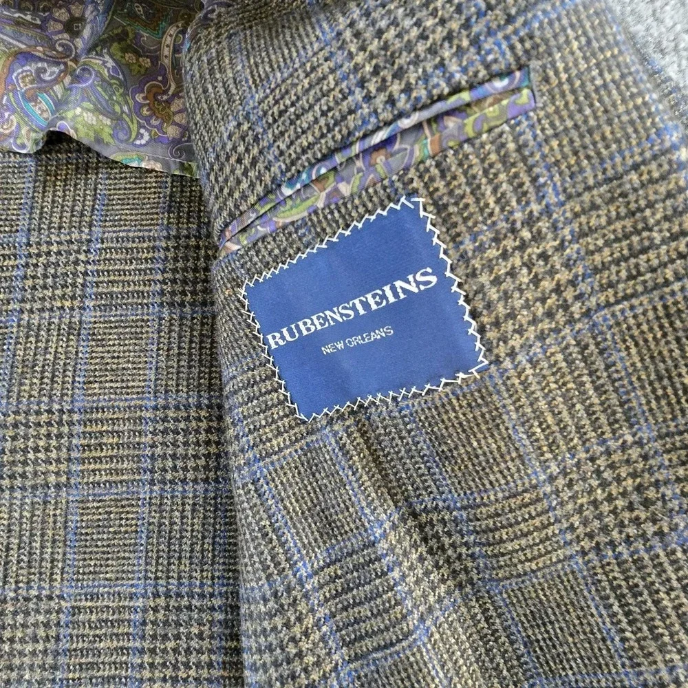 Rubensteins Blazer Mens 42LGray Plaid  Blend (New Orleans)